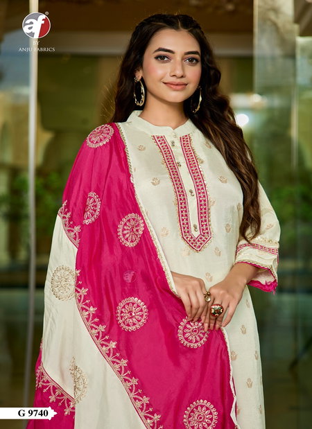 G 9740 By Af Dola Silk With Jacquard Readymade Suits Wholesale Market In Surat

